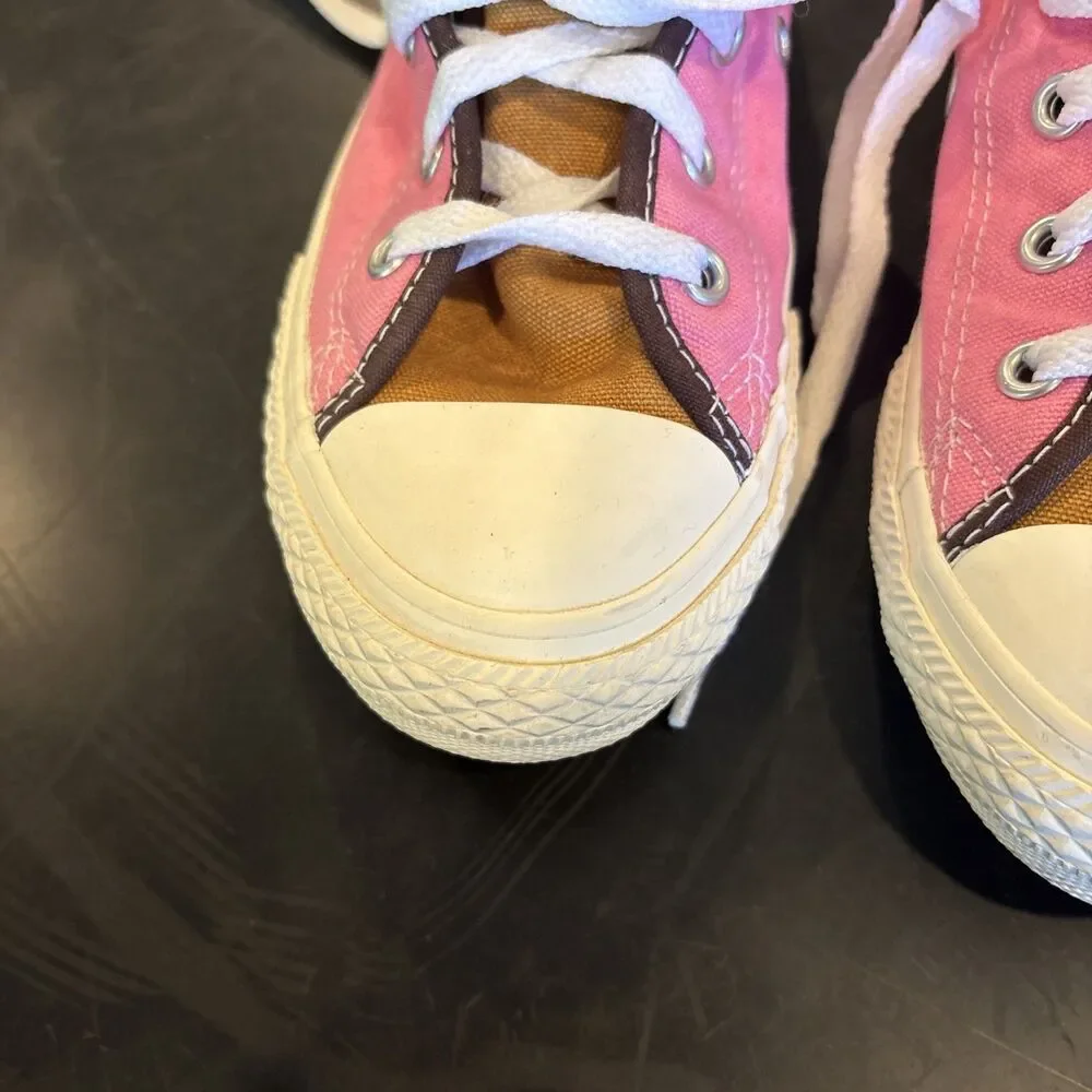 Converse All Star Youth Pink/Brown Low Top Chuck Taylor Canvas Sneaker Size 2.5